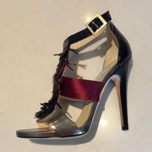 Jimmy Choo Black and Burgundy Women's snakeskin Heels- brand new